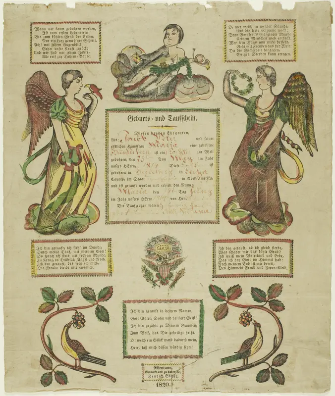 Birth and Baptism Certificate Wall Art by Ebner, Heinrich - High-Resolution Digital Print