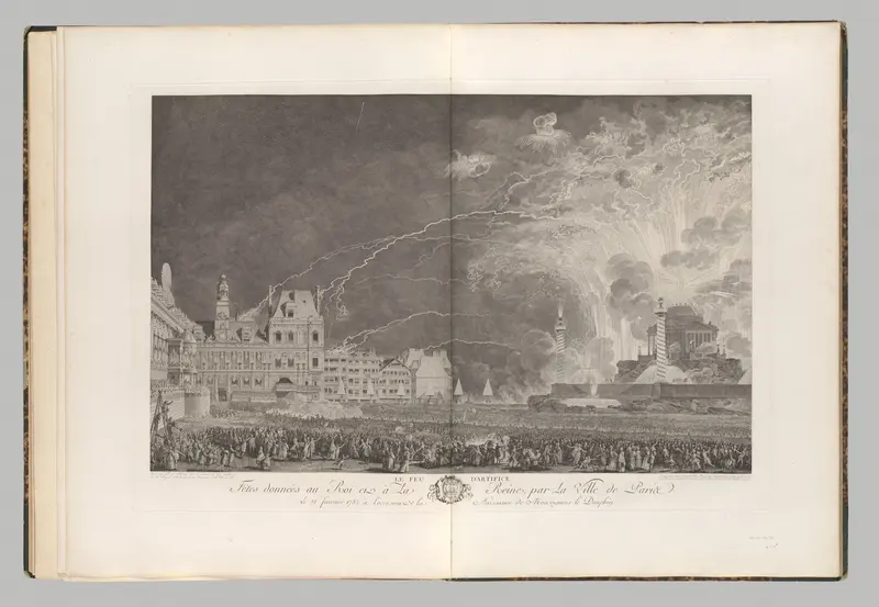 Birth of the Dauphin: The Crowd Watching the Fireworks on the Place de la Grève, Paris, January 21, 1782 Wall Art by Jean Michel Moreau le Jeune - High-Resolution Digital Print