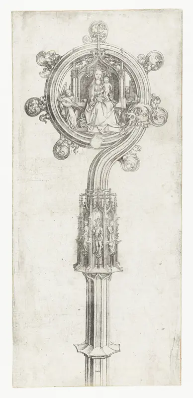 Bisschopsstaf met tronende Maria met Christuskind Wall Art by Unknown - High-Resolution Digital Print