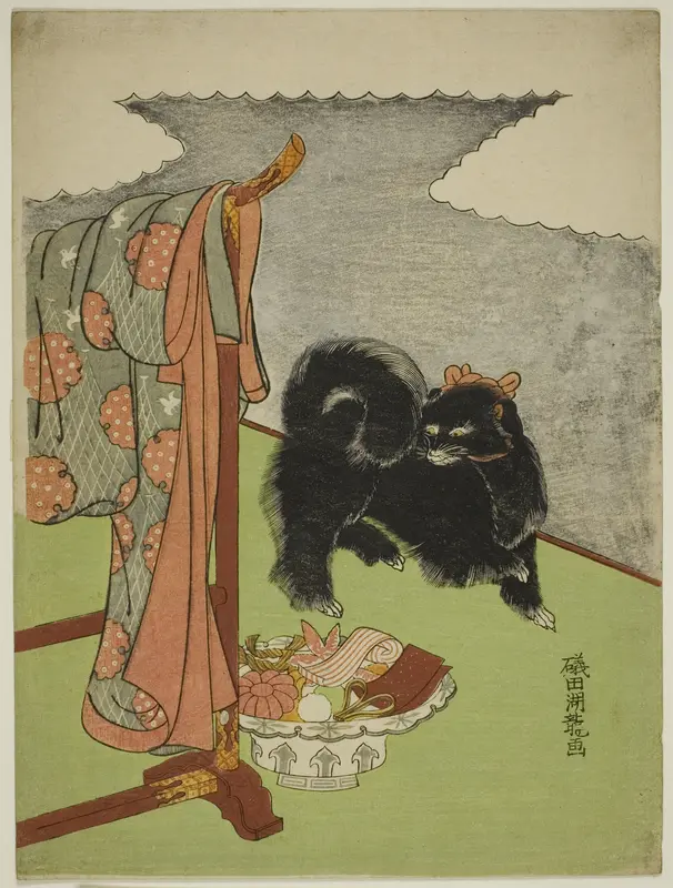 Black Dog Wall Art by Isoda Koryusai - High-Resolution Digital Print