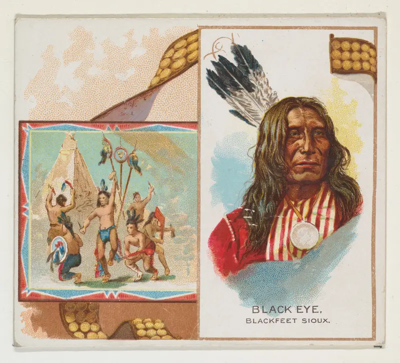 Black Eye, Blackfeet Sioux, from the American Indian Chiefs series (N36) for Allen & Ginter Cigarettes Wall Art by Allen & Ginter - High-Resolution Digital Print
