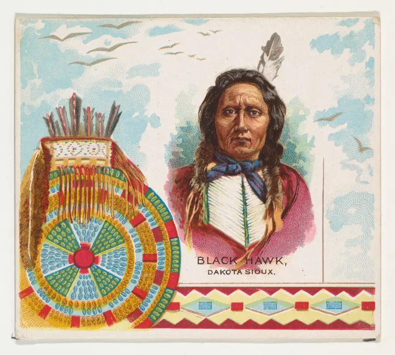 Black Hawk, Dakota Sioux, from the American Indian Chiefs series (N36) for Allen & Ginter Cigarettes Wall Art by Allen & Ginter - High-Resolution Digital Print