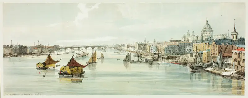 Blackfriars, from Southwark Bridge, plate six from Original Views of London as It Is Wall Art by Thomas Shotter Boys - High-Resolution Digital Print
