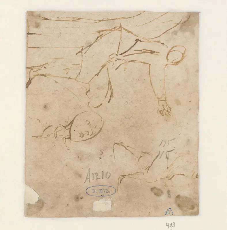 Blad met enkele figuurschetsen Wall Art by Unknown - High-Resolution Digital Print