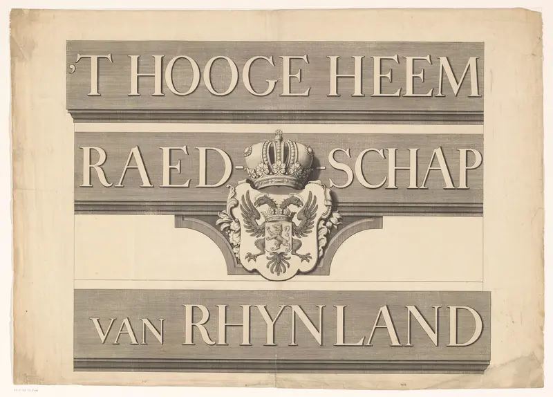 Blad met titelstroken voor een kaart van het Hoogheemraadschap van Rijnland Wall Art by anonymous - High-Resolution Digital Print