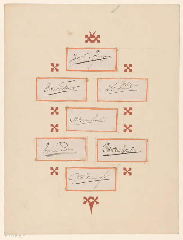 Blad met zeven handtekeningen Wall Art by Reinier Willem Petrus de Vries (1874-1953) - High-Resolution Digital Print