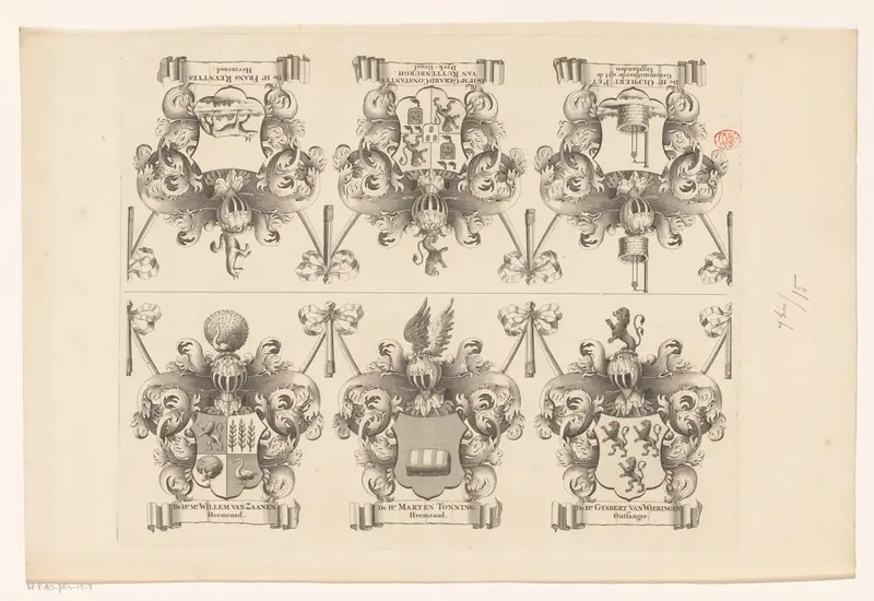 Blad voor wapenrand bij een kaart van de Purmer (eerste blad) Wall Art by Johannes Leupenius - High-Resolution Digital Print