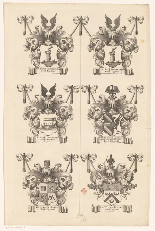 Blad voor wapenrand bij een kaart van de Purmer (vierde blad) Wall Art by Johannes Leupenius - High-Resolution Digital Print