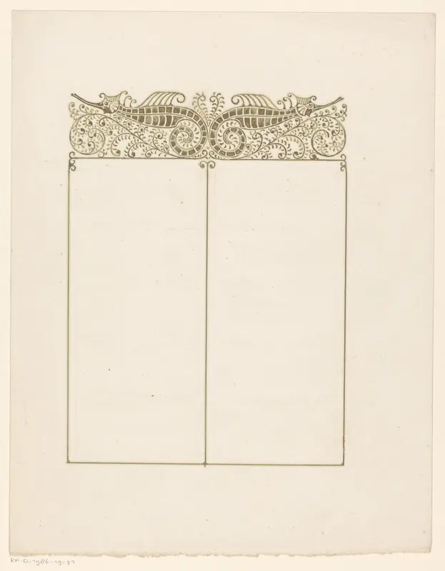 Blanco handtekeningenblad met zeepaardjes Wall Art by Reinier Willem Petrus de Vries (1874-1953) - High-Resolution Digital Print