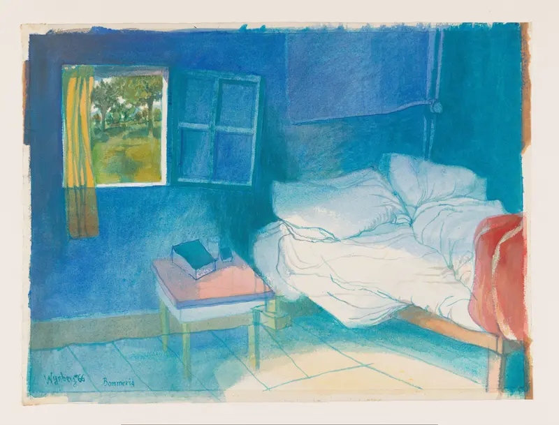 Blauwe slaapkamer in Bommerig Wall Art by Nicolaas Wijnberg - High-Resolution Digital Print