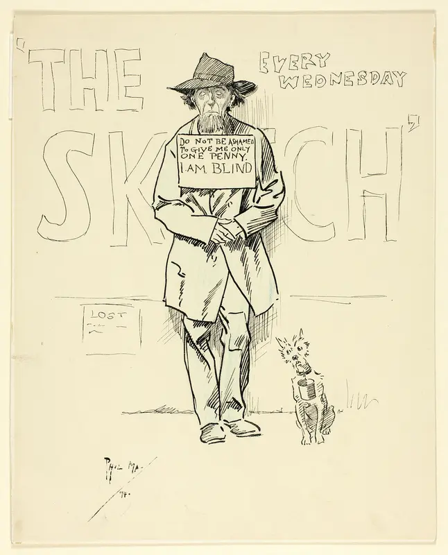 Blind Beggar and Dog Wall Art by Philip William May - High-Resolution Digital Print
