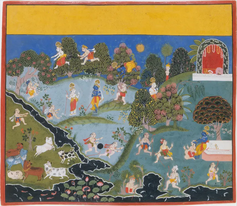 Blindman's Bluff: Page From a Dispersed Bhagavata Purana (Ancient Stories of Lord Vishnu) Wall Art by Unknown - High-Resolution Digital Print