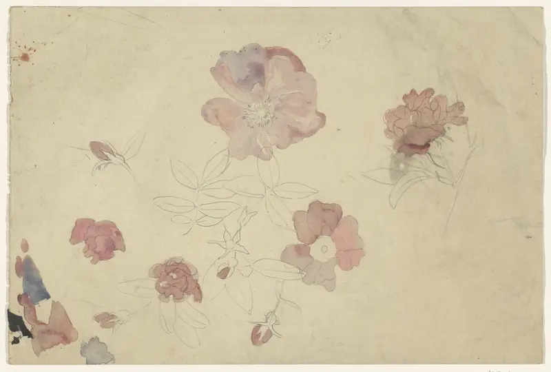 Bloemenstudies in paars en roze Wall Art by Carel Adolph Lion Cachet - High-Resolution Digital Print