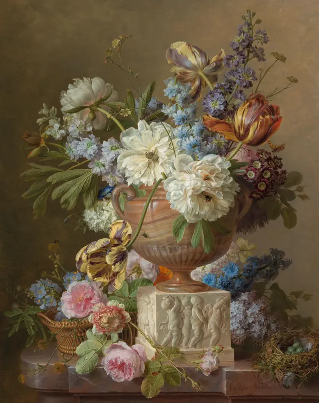 Bloemstilleven met albasten vaas Wall Art by Unknown - High-Resolution Digital Print