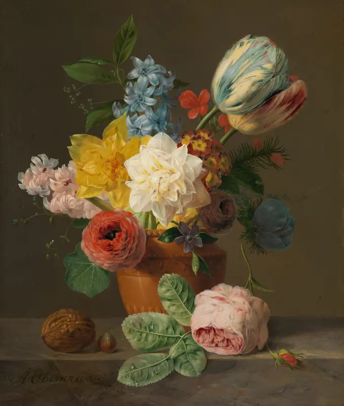 Bloemstilleven met noten Wall Art by Unknown - High-Resolution Digital Print