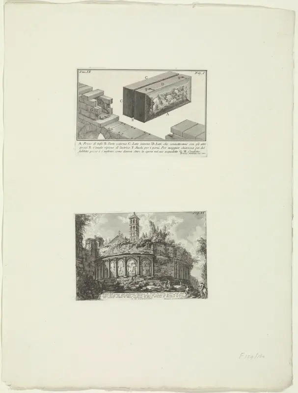 Blokken turfsteen en gezicht op het Amphitheatrum Castrense te Rome Wall Art by Unknown - High-Resolution Digital Print