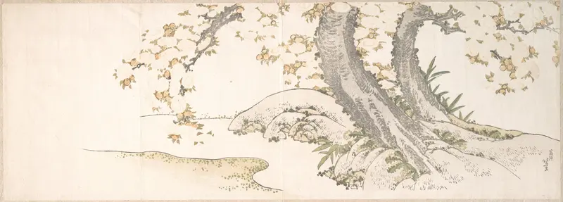Blossoming Cherry Trees by a Stream