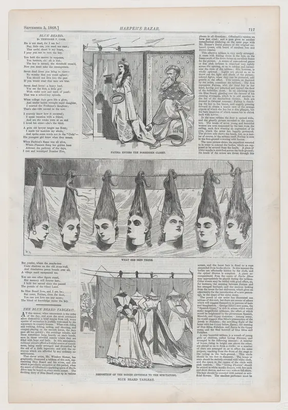 Blue Beard Tableau: Fatima Enters the Forbidden Court; What She Sees There; Disposition of the Bodies (Invisible to the Spectators) (from "Harper's Bazar," Vol. I) Wall Art by Winslow Homer - High-Resolution Digital Print