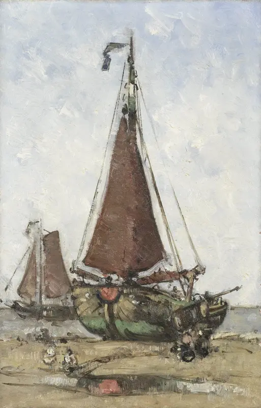 Bluff-bowed Fishing Boat on the Beach Wall Art by Joannes Barnardus Antonius Maria Westerwoudt - High-Resolution Digital Print