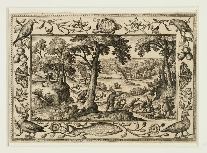 Boar Hunt, from Landscapes with Old and New Testament Scenes and Hunting Scenes