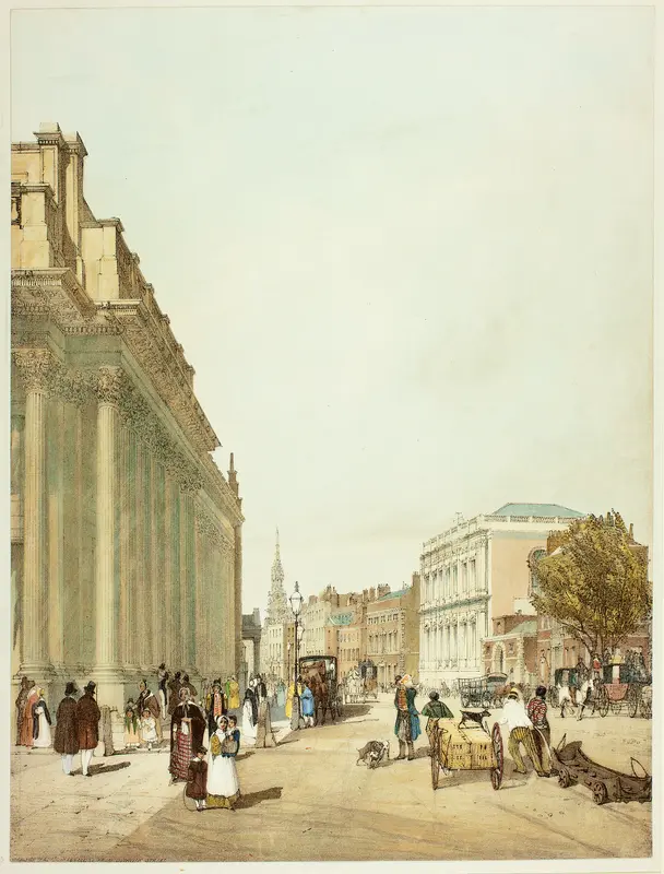 Board of Trade, Whitehall, from Downing Street, plate eight from Original Views of London as It Is Wall Art by Thomas Shotter Boys - High-Resolution Digital Print