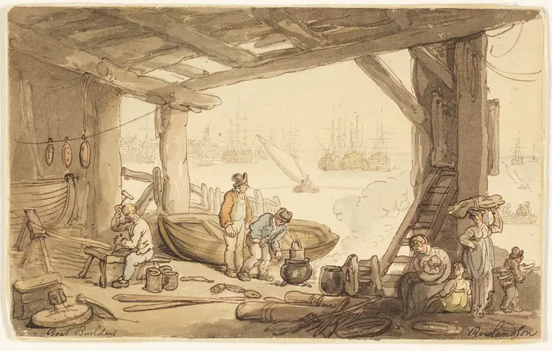 Boat Builders Wall Art by Thomas Rowlandson - High-Resolution Digital Print