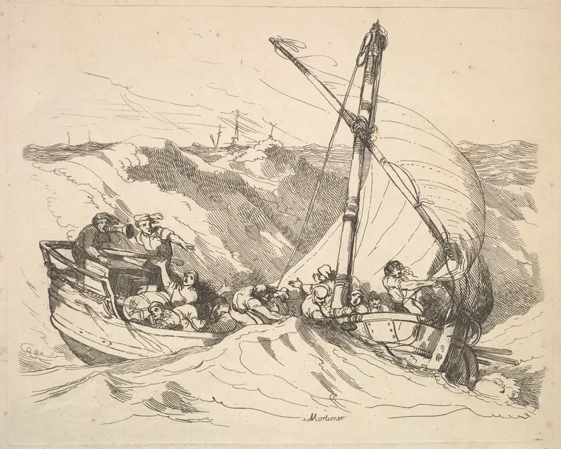 Boat in a Storm at Sea Wall Art by Thomas Rowlandson - High-Resolution Digital Print