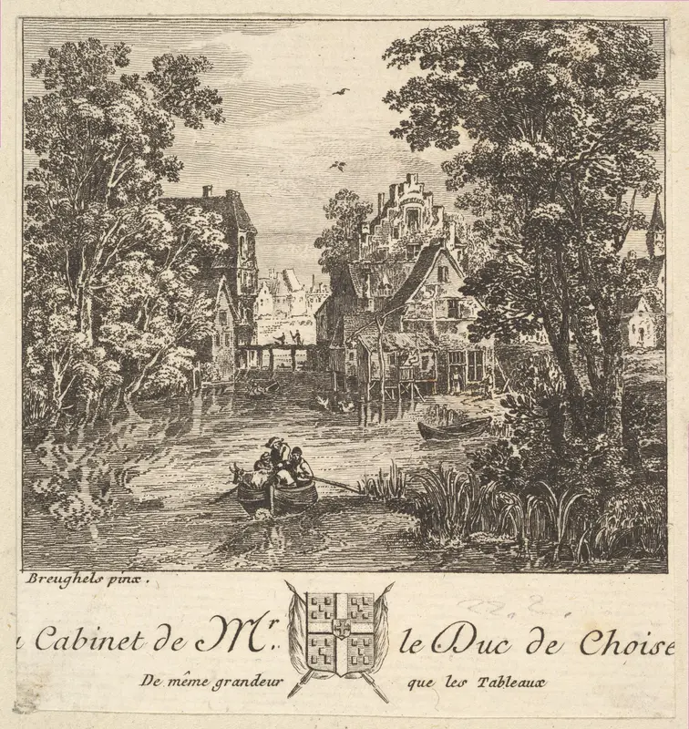 Boat on a River near a Town after a painting in the cabinet of the Duc de Choiseul Wall Art by Anonymous, French, 18th century - High-Resolution Digital Print