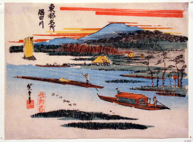 Boat on the Sumida Wall Art by Utagawa Hiroshige - High-Resolution Digital Print