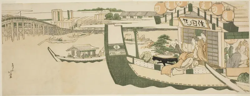 Boating parties on the Sumida River