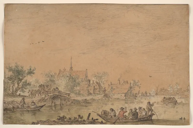 Boating Party on a River Wall Art by Jan van Goyen - High-Resolution Digital Print