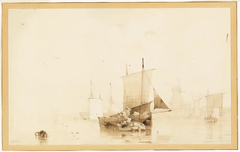 Boats in a Harbor Wall Art by Richard Parkes Bonington - High-Resolution Digital Print