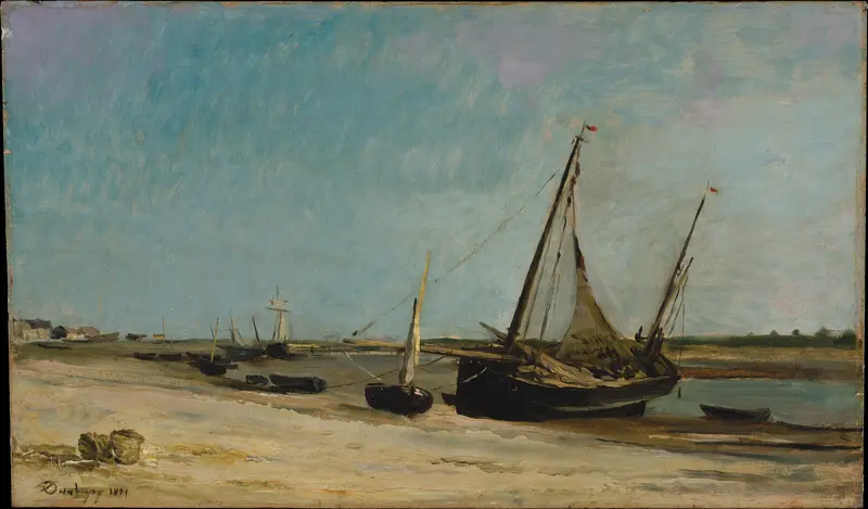 Boats on the Seacoast at Etaples Wall Art by Charles-François Daubigny - High-Resolution Digital Print