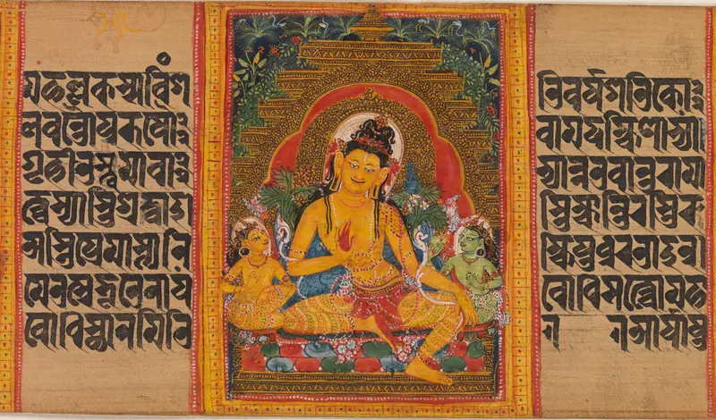 Bodhisattva Maitreya, Leaf from a dispersed Ashtasahasrika Prajnaparamita (Perfection of Wisdom) Manuscript Wall Art by Mahavihara Master - High-Resolution Digital Print