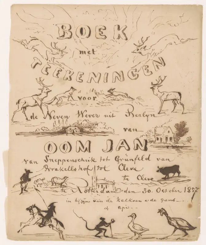 Boek met Teekeningen voor de Neven Wever uit Berlijn / van Oom Jan van Sneppenscgrik tot Grünfeld van Brakellshof tot Cleve Wall Art by Unknown - High-Resolution Digital Print