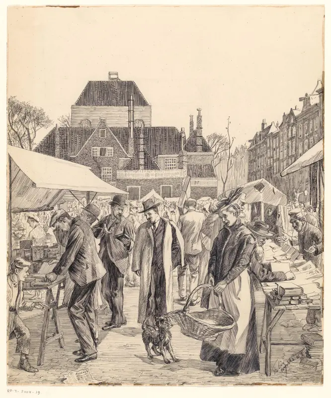 Boekenmarkt op het Amstelveld Wall Art by Unknown - High-Resolution Digital Print