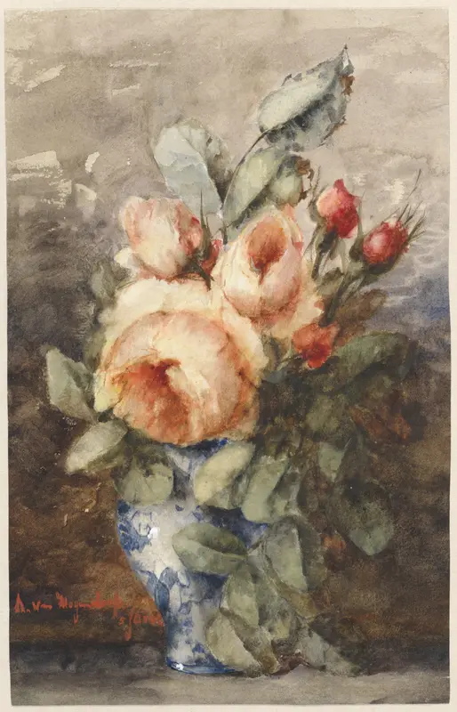 Boeket rozen in een vaas Wall Art by Adrienne Jacqueline s' Jacob - High-Resolution Digital Print