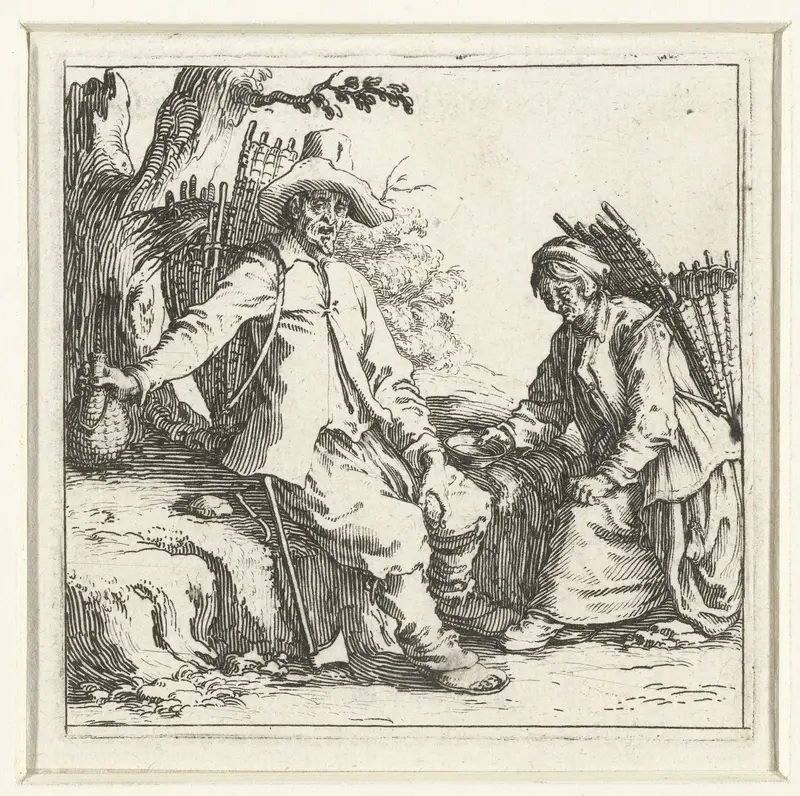 Boer en boerin met manden op de rug Wall Art by Jacques Callot - High-Resolution Digital Print