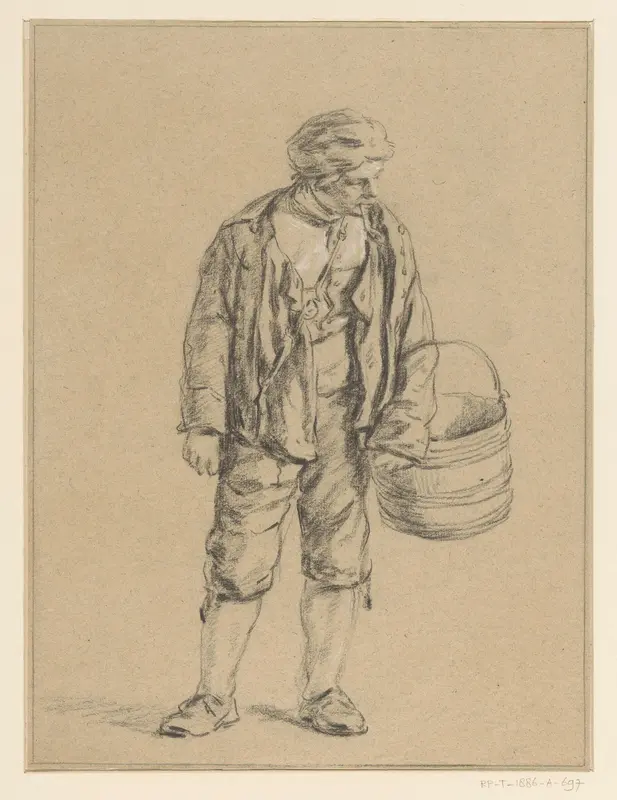 Boer met pijp in de mond en emmer in de hand Wall Art by Pieter Christoffel Wonder - High-Resolution Digital Print