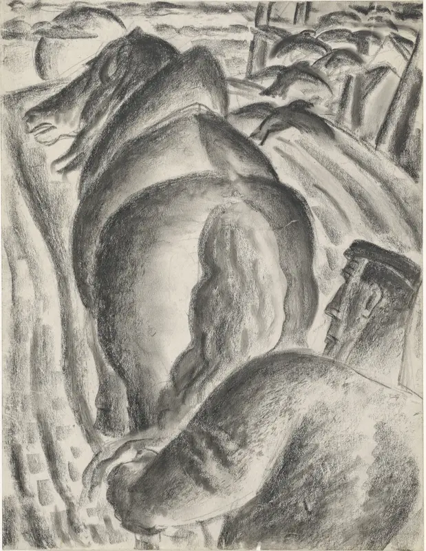 Boer met ploeg en trekpaard Wall Art by Leo Gestel - High-Resolution Digital Print