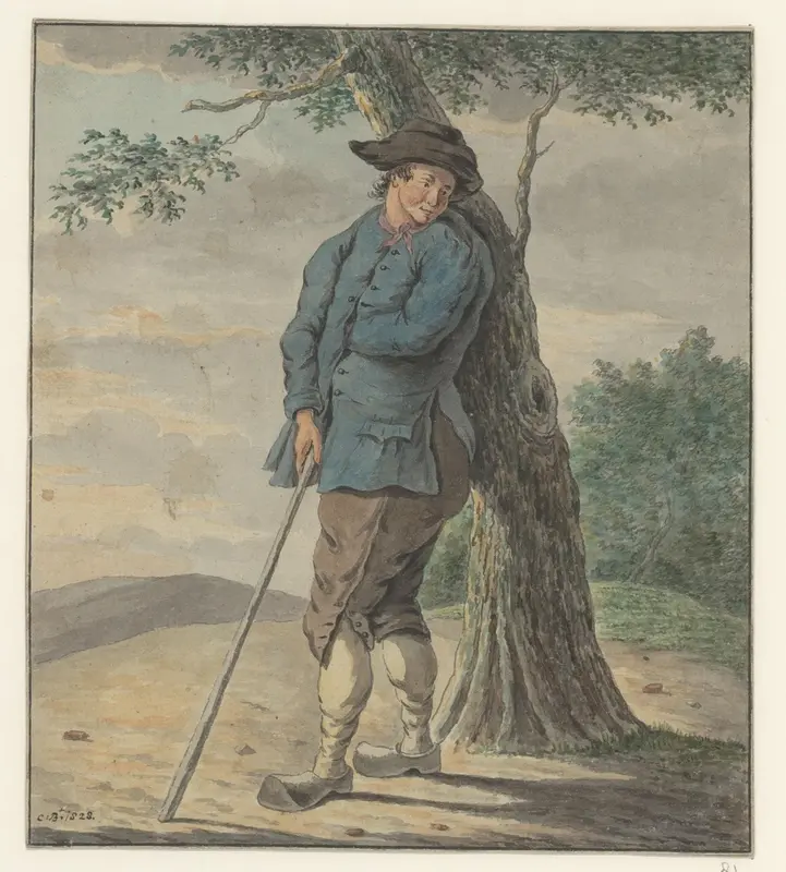 Boer staande geleund tegen een boom Wall Art by Unknown - High-Resolution Digital Print