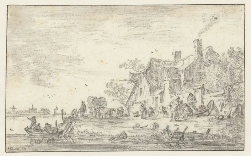 Boerderij aan de oever van een rivier Wall Art by Jan van Goyen - High-Resolution Digital Print