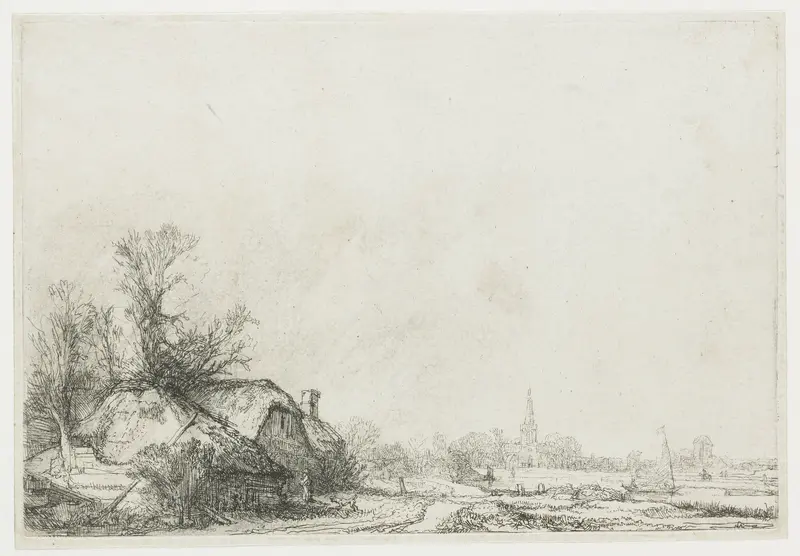 Boerderij aan een vaart: gezicht op Ouderkerk aan de Amstel Wall Art by Rembrandt van Rijn - High-Resolution Digital Print