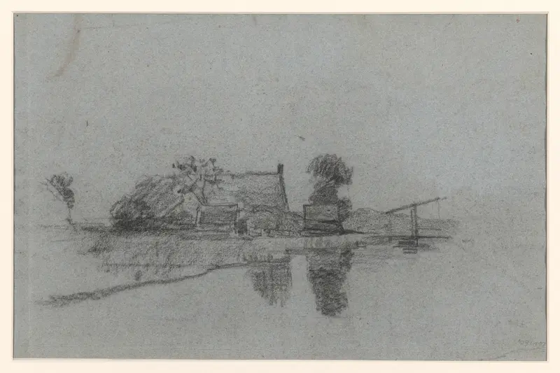Boerderij aan water Wall Art by Egbert Rubertus Derk Schaap - High-Resolution Digital Print