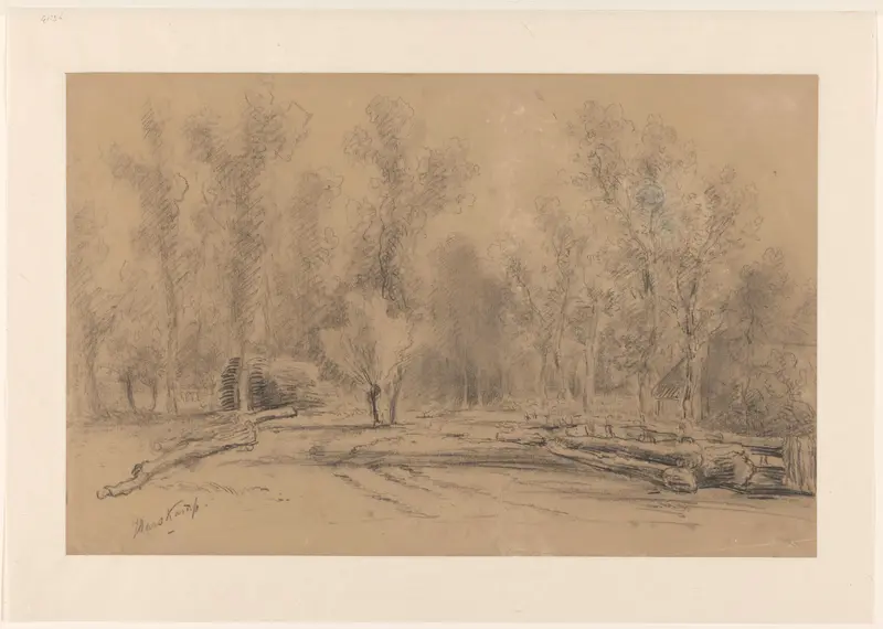 Boerderij bij bosrand met hoge bomen bij Harskamp Wall Art by Piet Meiners - High-Resolution Digital Print
