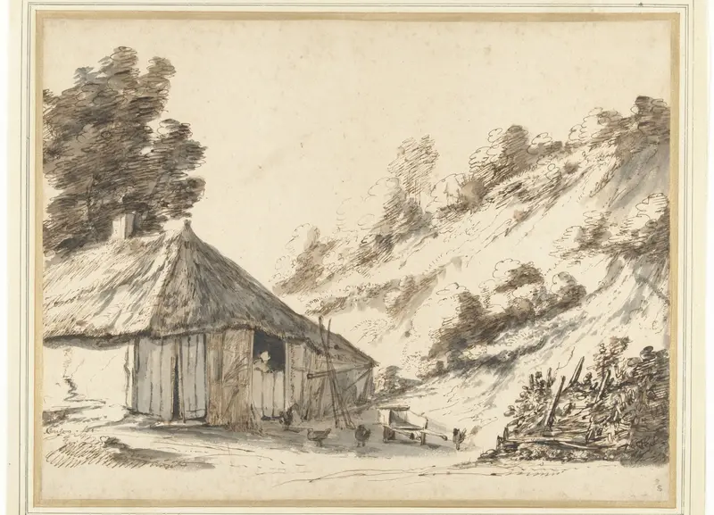 Boerderij bij een zandheuvel Wall Art by Anthonie van Borssom - High-Resolution Digital Print