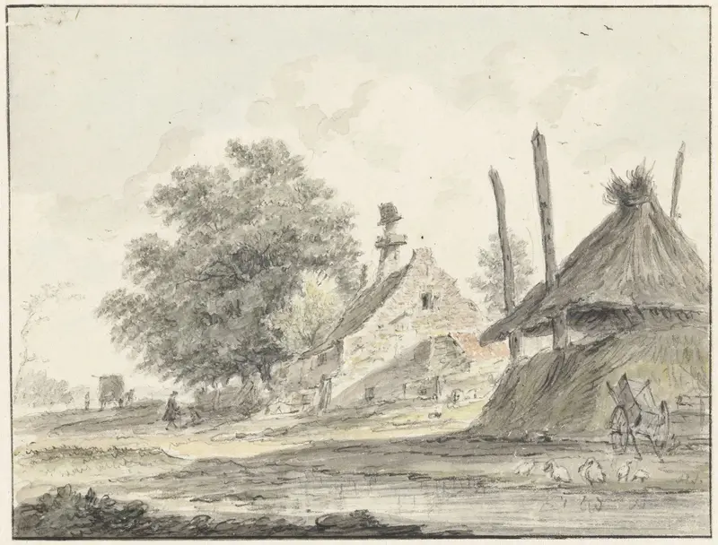 Boerderij en een hooiberg Wall Art by Hendrik Spilman - High-Resolution Digital Print