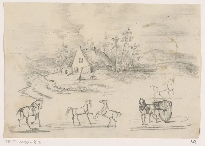 Boerderij en paarden Wall Art by Johannes Tavenraat - High-Resolution Digital Print