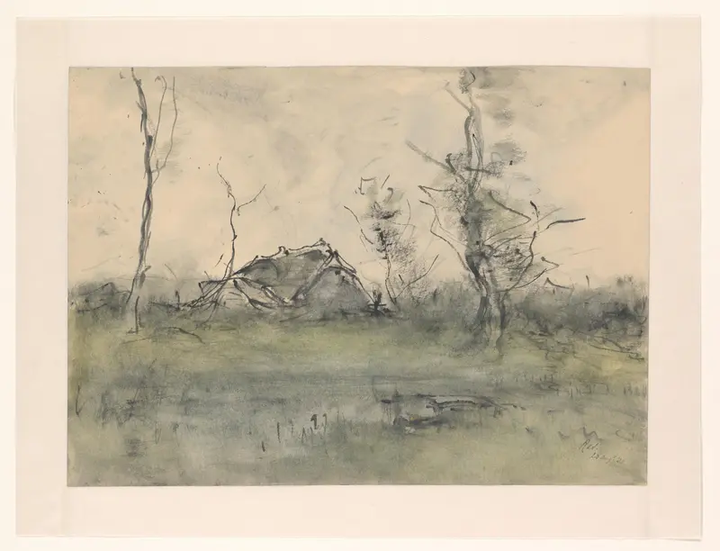 Boerderij in een landschap Wall Art by Unknown - High-Resolution Digital Print