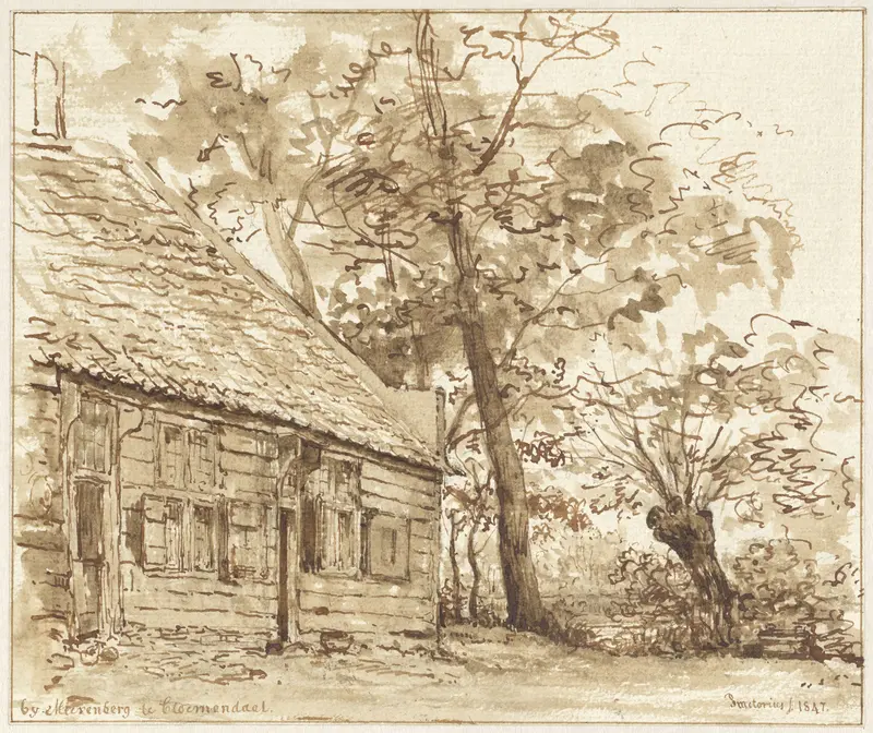 Boerderij met bomen, bij Meerenberg te Bloemendaal Wall Art by Pieter Ernst Hendrik Praetorius - High-Resolution Digital Print